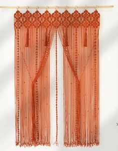 Terracotta Macrame <b>Door</b> Curtain, Boho Geometric Fiber Art Room Divider, Hand-Knotted Tapestry - Product Image 1