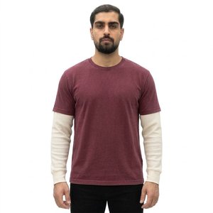 T-shirt en jersey vert pour homme, coupe classique, manches courtes, col rond, couleur unie, tricoté, teinture unie, éco-responsable, streetwear - Product Image 6