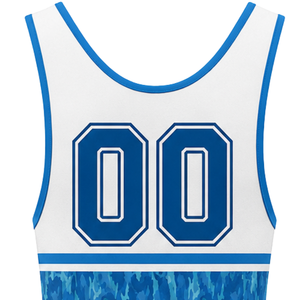 <b>Men</b> White Blue Sublimated <b>Wrestling</b> <b>Singlet</b> Polyester <b>Wrestling</b> Sportswear Lightweight Athletic Uniform Competition Training - Product Image 5