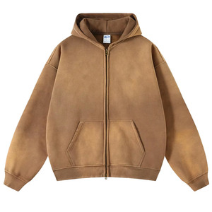 Eyre Sport Wear Sudadera con capucha con cremallera personalizada, estilo vintage, con lavado ácido, de peso pesado, desgastada, con efecto descolorido por el sol, estilo streetwear, lisa - Product Image 6