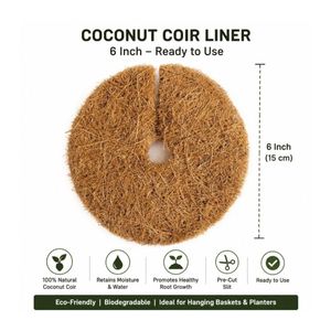 AQUA VRIKSHA Manta de Fibra de Coco 100% Natural de 6 Pulgadas |   Anillo de Cobertura para Plantas Biodegradable para Control de Malezas y Retención de Humedad - Product Image 5
