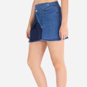Falda vaquera vintage casual de moda 2026 para mujer, minifalda vaquera de cintura alta con corte en A para chicas, servicio OEM - Product Image 2