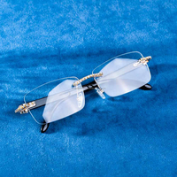 Meilleures ventes Lunettes de soleil de luxe sans monture Hip Hop Moissanite en diamant de créateur pour hommes et femmes au prix de gros pour l'exportation