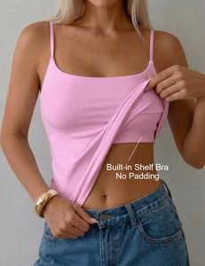 Women's Casual Cotton Double <b>Layer</b> Cami Tank <b>Top</b> Lightweight Breathable Seamless Ribbed Slim Fit Stretch Front Logo Yoga OEM ODM - Product Image 5
