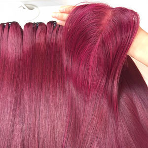 Prix usine Bonestraight 100% brut vierge vietnamien perruque de cheveux humains couleur bordeaux clair Super Double dessiné Extensions de cheveux - Product Image 2