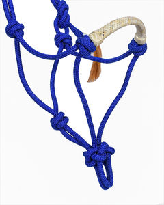 Cuerda de nailon azul con cabezada trenzada y borla para entrenamiento de caballos y uso en establos - Product Image 2