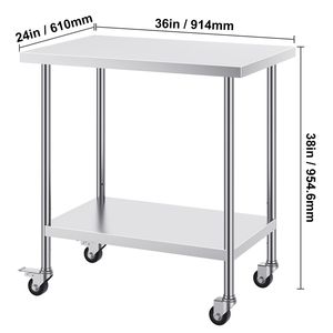 Tavolo da Lavoro in Acciaio Inox Resistente 24 X 36 X 38 Pollici con 4 Ruote e 3 Livelli di Altezza Regolabili per Preparazione Alimenti o Uso come Lavello - Product Image 4