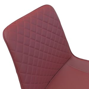 Set di 2 Sedie da Pranzo in Pelle PU Rosso Vino con Gambe in Metallo, Sedie Senza Braccioli Imbottite a Scacchi per Cucina, Ristorante, Soggiorno - Product Image 6
