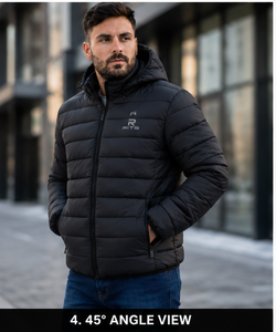 Hot Sale Rits Enterprises Winter Long Front Logo Men's Hooded <b>Waterproof</b> Breathable <b>Thin</b> Puffer <b>Jacket</b> Custom Fashion - Product Image 1