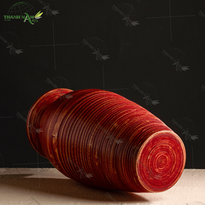 Jarrón de bambú y madera de rayas horizontales OEM hecho a mano para arreglo floral minimalista hecho en Vietnam para uso decorativo - Product Image 6