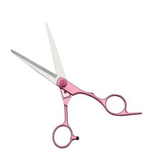 Ciseaux de coiffure professionnels en acier inoxydable, lame tranchante, manche rose, manche long, pour droitiers - Product Image 2