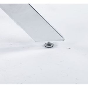 Tavolo da pranzo moderno salvaspazio con piano in vetro temperato e gambe in metallo cromato incrociato per cucina o soggiorno - Product Image 5
