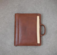 Porte-documents portable en cuir véritable marron A4 avec logo personnalisé, fermeture éclair, style vintage, organiseur de dossiers de voyage