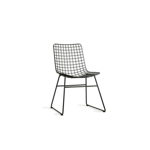 Silla de Metal Negra con Respaldo de Rejilla, Estilo Moderno de Mediados de Siglo, para Comedor, Sala de Estar, Exteriores, Villas y Apartamentos - Product Image 1