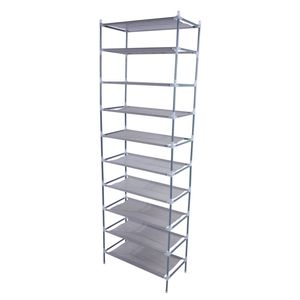 10 Tiers Non-Woven Fabric <b>Shoe</b> Rack Simple Assembly Gray <b>Storage</b> Rack - Product Image 1