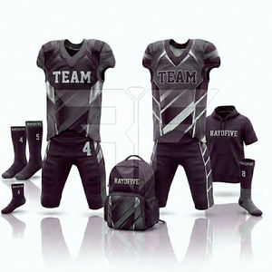 Tenue de football américain personnalisée, imprimée par transfert thermique, 100 % polyester respirant, manches courtes, combo en gros - Product Image 4