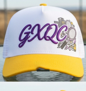 Gorra Trucker Clásica de Verano Blanca y Amarilla con Logotipo Bordado en el Panel Frontal, Tejido de Malla, Unisex, Casual, Ajustable, de 6 Paneles - Product Image 1