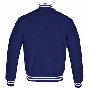 Chaqueta Bomber Varsity Azul Marino para Hombre, a la Moda, Resistente al Viento, con Cuello Alto, Ribete a Rayas y Puños Acanalados, para Otoño - Product Image 3