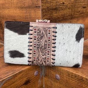 กระเป๋าคลัทช์หนังวัวแท้สำหรับผู้หญิงมาใหม่กระเป๋าสตางค์แบบพับสองทบใช้งานได้หลากหลายช่องใส่บัตร - Product Image 5