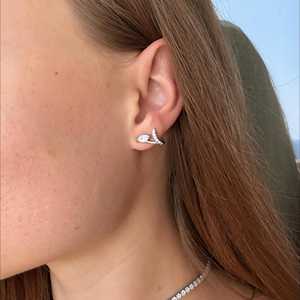 Lab Grown Diamond Stud <b>Earring</b> Custom 925 Sterling Silver Marquise Cut Round Cut Cluster Geometric Curved Floral Studs Wholesale - Product Image 4