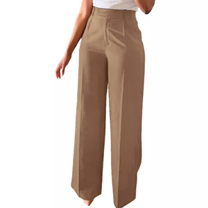 High Quality Solid High <b>Waist</b> Pants Women Brief <b>Trouser</b> Regular Fit <b>Elastic</b> <b>Waist</b> Breathable Custom - Product Image 6
