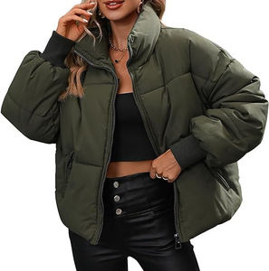 Veste matelassée pour femme, coupe-vent, respirante, élégante, légère, longue, chaude, en coton, nylon imperméable, lin - Product Image 1