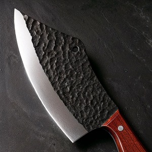 Custom Handmade Carbon Steel Cleaver Ambidextrous Wood <b>Handle</b> 6 Modern Design Extra Sharp Forged Dishwasher Safe Leather Sheath - Product Image 2