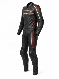 Combinaison de moto en cuir une pièce style Café-Racer |   Noir Bourgogne |   Fabricant OEM ODM |   Qualité de conception haut de gamme |   Vêtements de course - Product Image 2