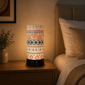 Lámpara de Mesa LED con Patrón Geométrico, Moderna, Bohemia, Tribal, Luz Nocturna Decorativa para Dormitorio, Ahorro de Energía, Luz Blanca Cálida - Product Image 4