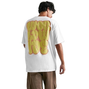 250 Gsm Supima Camiseta de algodón para hombres con Logo Camiseta de manga corta para hombres Custom 3D Foam Puff Print Graphic T Shirt puff print - Product Image 1