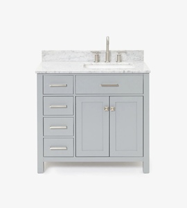 Mueble de Baño Personalizado Hannah de 37 Pulgadas con Lavabo a la Derecha, Solo Mueble, 2 Opciones de Acabado, Fabricante OEM de Vietnam - Product Image 1