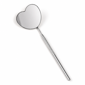 Personalized Heart Shape Stainless Steel Handheld <b>Mirror</b> Silver Finish Single Side 3X <b>Magnifying</b> <b>Makeup</b> Tool - Product Image 1