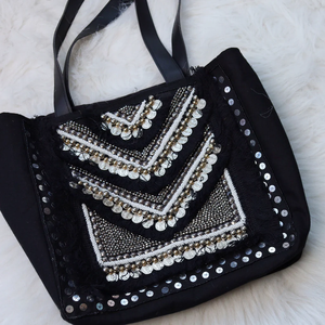 Export Quality Beaded Embroidery Womens Tote <b>Bag</b> Stylish Fashionable Handmade Crochet Daily Use Whimsy Art Craft Custom Size - Product Image 6