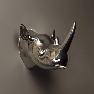 Trofeo Decorativo Antiguo de Metal con Cabeza de Rinoceronte, Decoración de Pared Plateada Moderna, Arte de Pared con Diseño de Vida Silvestre, Decoración para el Hogar - Product Image 3