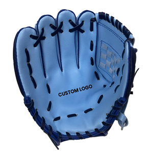 Gant de baseball tendance 2026 en cuir bleu clair, à doigts complets, à lacets, unisexe, pour sports de plein air, antidérapant, toutes saisons, avec logo personnalisé - Product Image 4