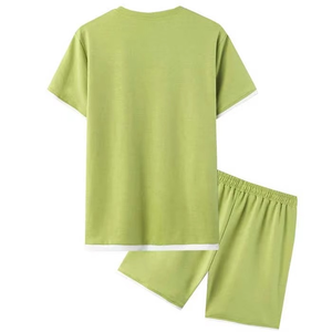 Ensemble deux pièces homme couleur unie : T-shirt et short respirant pour l'été, tenue décontractée et confortable, ensemble assorti personnalisé - Product Image 2