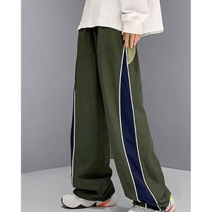 Pantalones Anchos Color Verde Oliva para Hombre, Cintura Elástica, Franja Lateral, Casuales, Transpirables, de Poliéster, para Primavera - Product Image 4