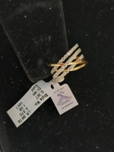 14K <b>Gold</b> Designer Criss Cross Band <b>Cocktail</b> <b>Ring</b> with Sparkling White Diamonds Luxury Women's Wedding/Party Fashion Jewelry - Product Image 3