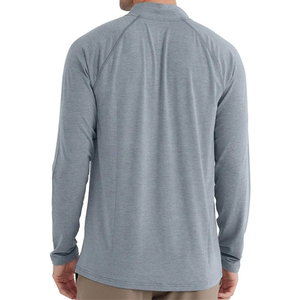 Men's Long Sleeve Stand Collar Quarter <b>Zip</b> Pullover Solid Color Quick Dry Slim Fit Casual Sport <b>Shirt</b> Front Logo Printing - Product Image 3