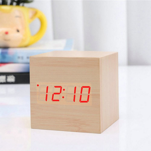 Cubo de Cable USB Recargable con Control por Voz, Reloj Despertador LED de Madera para Mesa de Noche, Regalo Personalizado con Grabado de Logotipo, Regalo de Navidad - Product Image 3