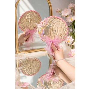 ของชำร่วยงานแต่งงาน พัดมือทำจากไม้ไผ่หวาย ประดับโบว์ ของที่ระลึกทำมือ พัดสั่งทำได้ โรงงานเวียดนาม ขายส่ง - Product Image 2