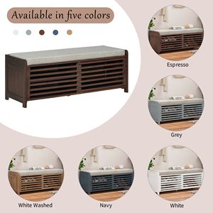 Banco de Almacenamiento con Acabado Desgastado y Encanto Retro, Mueble Zapatero con Chapa de Acacia para Sala de Estar o Entrada - Product Image 6
