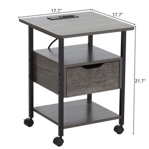 Set of 2 Rolling End Tables with 2 USB Charging Station Wheels 2 Outlets and Power Switch Floor-Mounted Nightstands - Product Image 5