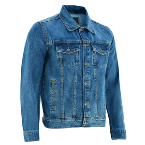 Veste en jean bleu classique pour homme, coupe slim vintage, style camionneur, décontractée, en coton, pour le printemps - Product Image 4