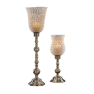 Ensemble de chandeliers élégants en cristal argenté, centre de table luxueux en métal pour la décoration de table de mariage, événements romantiques - Product Image 1