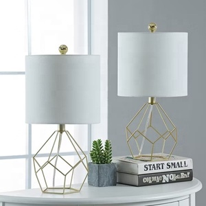 <b>Crystal</b> Prism Metal <b>Table</b> <b>Lamp</b> with Geometric Gold Iron Base Premium Linen Drum Shade Warm Ambient Lighting for Modern Homes - Product Image 5