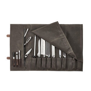 Sac de rangement pour couteaux en toile et cuir, organiseur de cuisine pour chef, étui de voyage professionnel LCKR-0031 - Product Image 6
