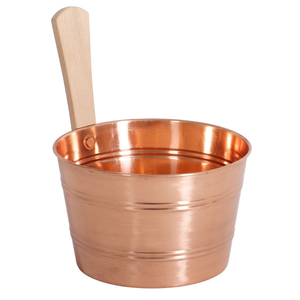 Seau de sauna en cuivre pur martelé à la main de 4 L avec poignée en bois résistante à la chaleur pour spa de luxe et vapeur sèche traditionnelle - Product Image 6