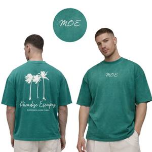 Camiseta de Algodón Teñido para Hombre, Talla Grande, con Logotipo Estampado en la Parte Delantera, Estilo Hip Hop, Ropa Urbana, Producción al por Mayor con Marca Privada OEM - Product Image 1