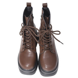 Bottines à plateforme en cuir véritable pour femmes Ann'S, fermeture éclair, talon épais, semelle épaisse, doublure rembourrée, style streetwear - Product Image 5
